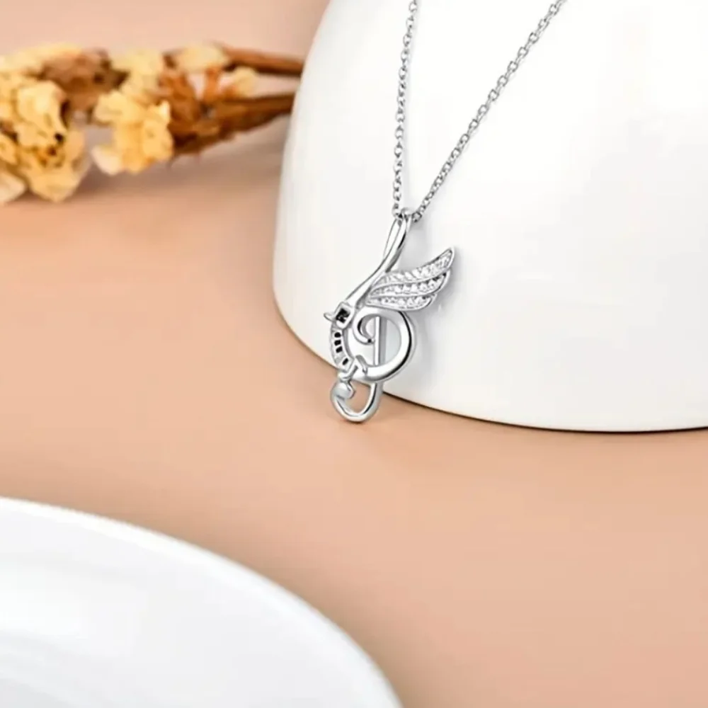 Music Note Silver Pendant Necklace